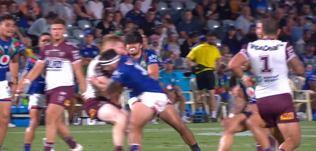 Tevaga sends Parker flying  with great shot