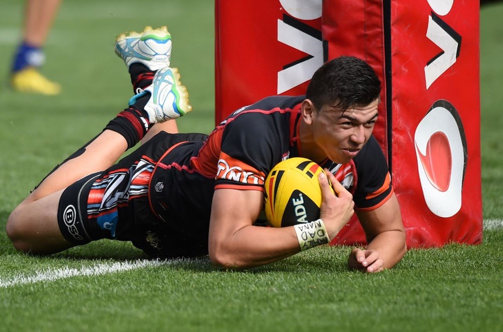 Fullback Brad Abbey became the fifth Vodafone Junior Warrior to score a hat-trick this season. Photo: www.photosport.co.nz