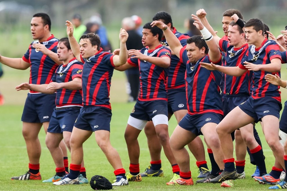 Rotorua Boys haka before Rotorua Boys v Manurewa High, National Secondary Schools Rugby League Tournament, Day 3 , Bruce Pulman Park, Auckland, 3 September 2014. Photo: David Joseph / photosport.co.nz