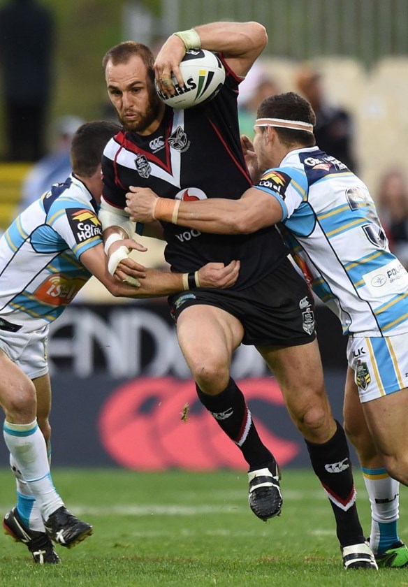 Simon Mannering. Vodafone Warriors v Gold Coast Titans. NRL Rugby League. Mt Smart Stadium, Auckland, New Zealand. Sunday 31 August 2014. Photo: Andrew Cornaga/www.Photosport.co.nz