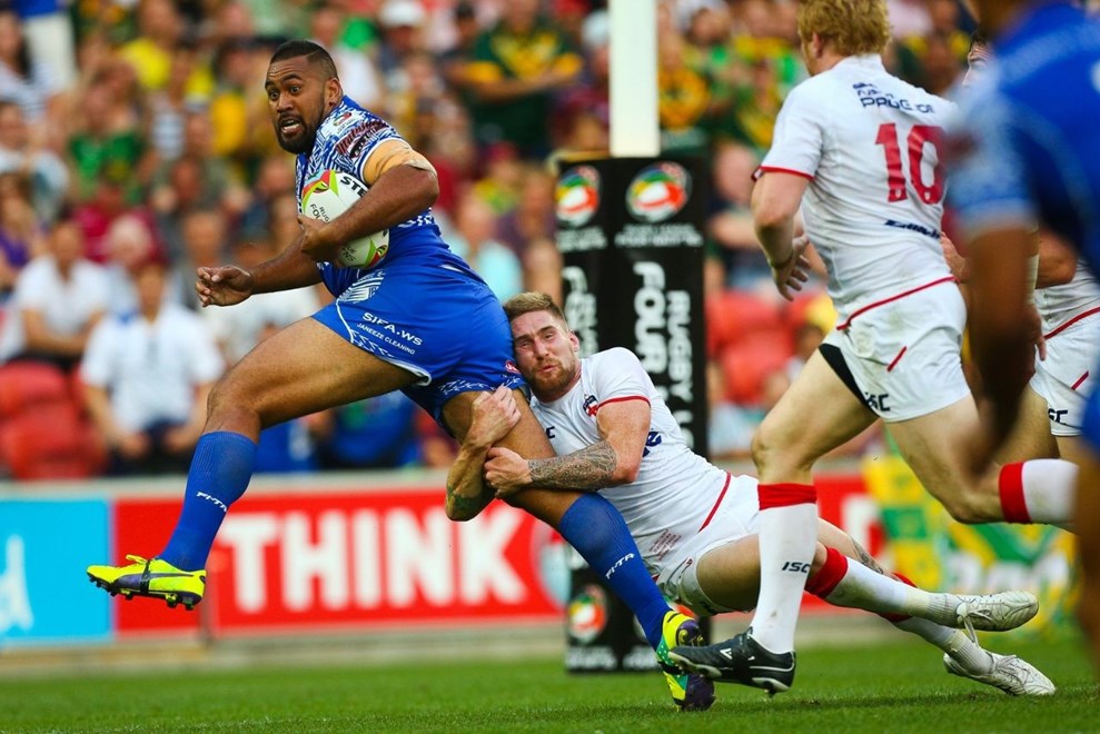 Frank Pritchard during the Four Nations test match between England and Samoa at Suncorp Stadium,  Brisbane Australia on October 18, 2014.