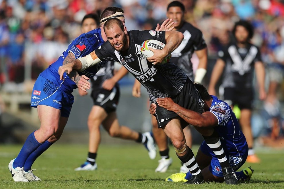 Simon Mannering of New Zealand in action. Round two of Four Nations Rugby League test match, Kiwis v Samoa at Toll Stadium, Whangarei, New Zealand. Saturday 1 November 2014. Photo: Anthony Au-Yeung / photosport.co.nz