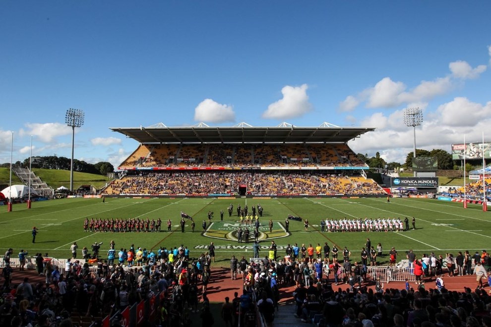 General view of the pre-game Anzac ceremony.  NRL Rugby League match - Warriors v Titans, played on Saturday 25 April 2015 at Mount Smart Stadium, Auckland, New Zealand.  Copyright Photo:  Bruce Lim / www.photosport.co.nz