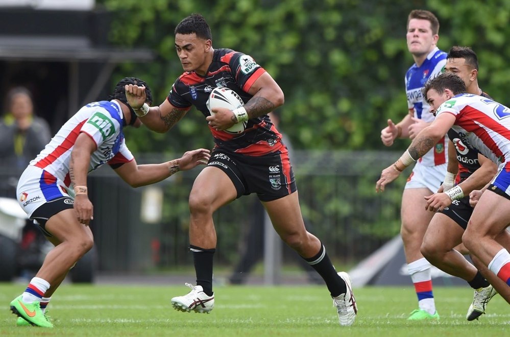 Wing Ken Maumalo made 209 metres in the Vodafone Warriors' 26-6 win over Newcastle in the Intrust Super Premiership on Saturday. Image | www.photosport.nz