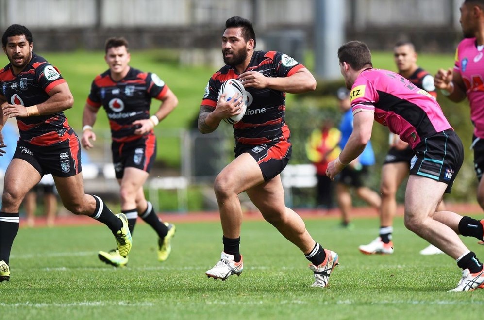 Upu Poching during the Vodafone Warriors v Penrith. VB NSW Cup Rugby League. Mt Smart Stadium, Auckland. New Zealand. Sunday 22 August 2015. Copyright Photo: Andrew Cornaga/www.Photosport.nz