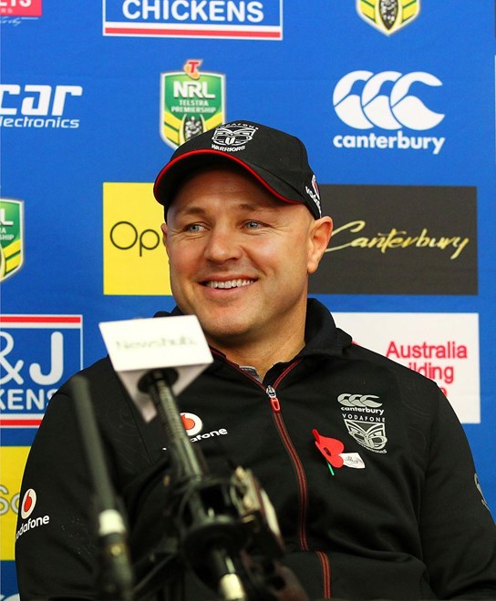 Warriors coach Andrew McFadden at the post match press conference during the Round 7 NRL match, Canterbury-Bankstown Bulldogs v Vodafone Warriors at Westpac Stadium, Wellington. 16th April 2016. Copyright Photo.: Grant Down / www.photosport.nz