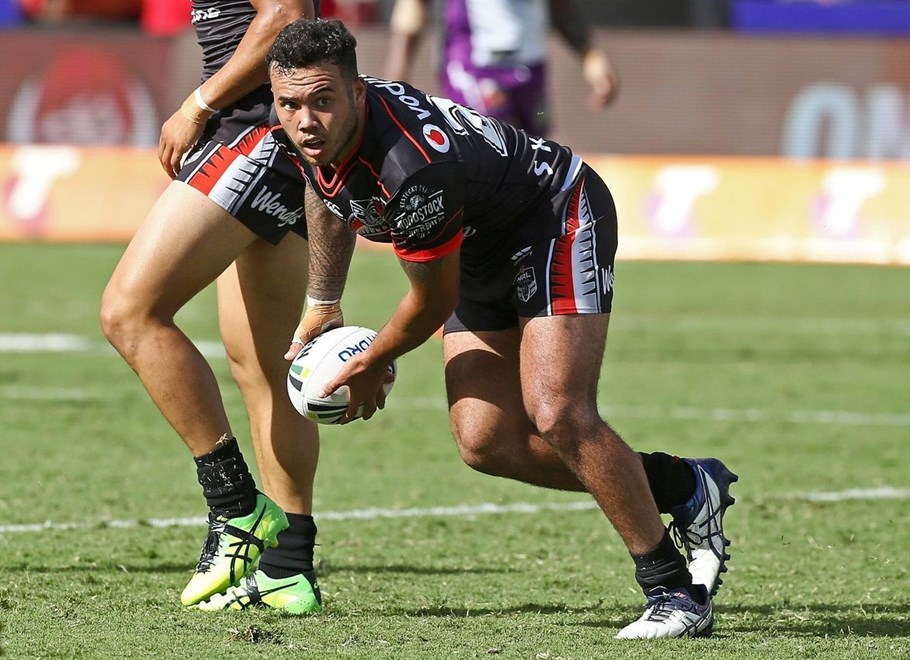 Jazz Tevaga during the NRL Rugby League match between the Vodafone Warriors and The Storm at Mt Smart Stadium, Auckland, New Zealand. Sunday 20 March 2016. Copyright Photo: www.Photosport.nz