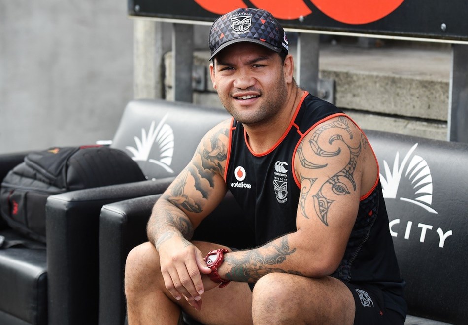 Issac Luke poses for a picture during a Vodafone Warriors media session at Mt Smart Stadium