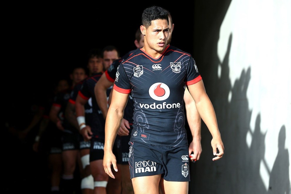 Roger Tuivasa Sheck leads the team out. Vodafone Warriors v Sydney Roosters