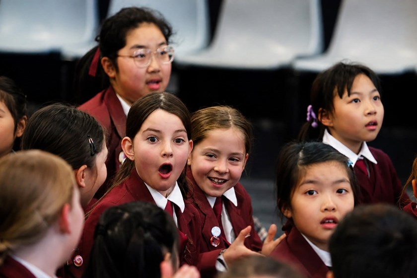 Shocked winner Sanne Mitchell of The Cathedral Grammar School  in Ōtautahi Christchurch.