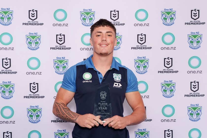 Fullback Joseph Ratcliffe named One New Zealand Warriors' SG Ball Cup player of the year.